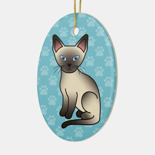 Schokolade Point Siamese Zucht Katze Illustration Keramikornament (Links)