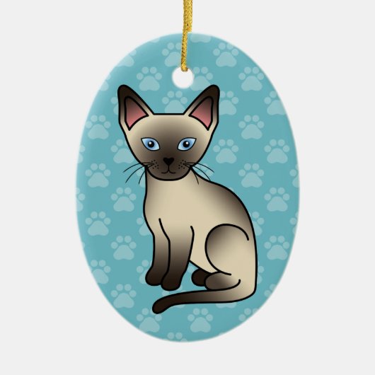Schokolade Point Siamese Zucht Katze Illustration Keramikornament (Vorne)