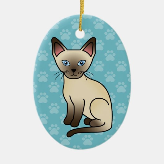 Schokolade Point Siamese Zucht Katze Illustration Keramikornament (Vorne)