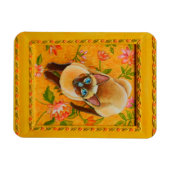 Schokolade-Point-Siamkatze auf Blumenteppich Magnet (Horizontal)