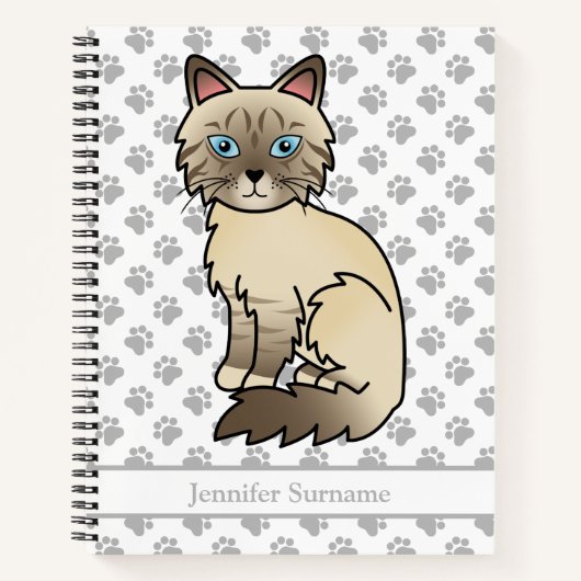 Schokolade Point Tabby Birman Cat & Custom Text Notizblock (Vorderseite)