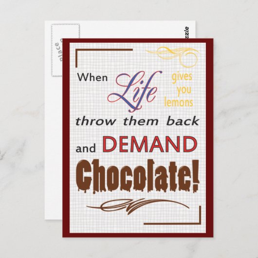 Schokolade Postkarte (Vorne/Hinten)