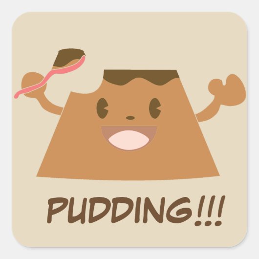 Schokolade PUDDING!! Niedlich Kawaii Quadratischer Aufkleber (Vorderseite)