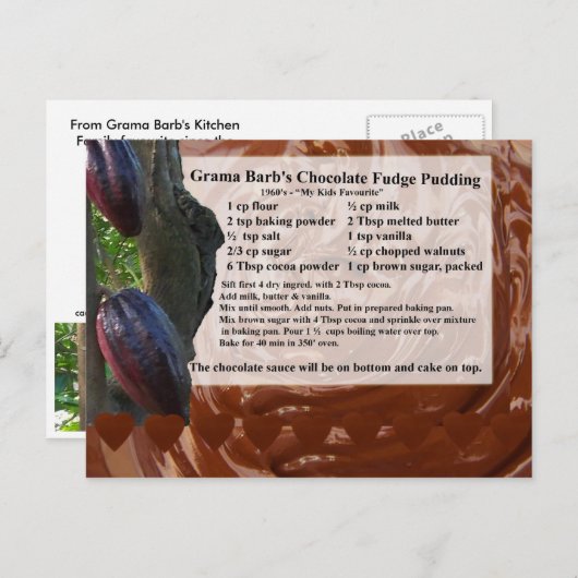 Schokolade Pudding Rezept Postkarte (Vorne/Hinten)