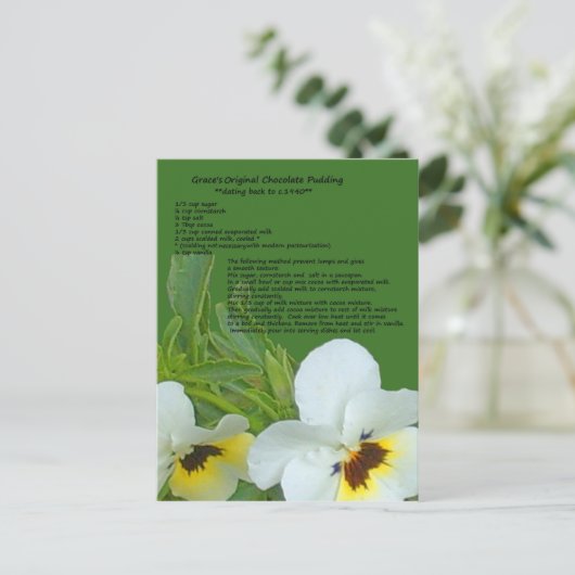 Schokolade Pudding Rezept Postkarte (Stehend Vorderseite)