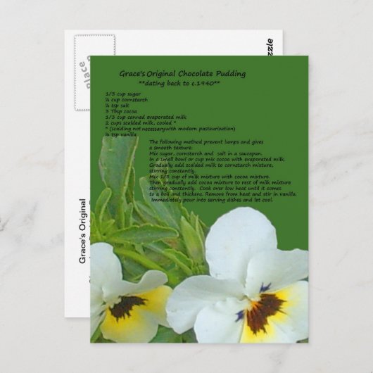 Schokolade Pudding Rezept Postkarte (Vorne/Hinten)