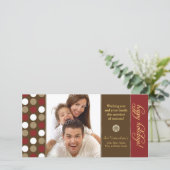 Schokolade Punkte Fotokarte Urlaub (rot) Feiertagskarte (Stehend Vorderseite)