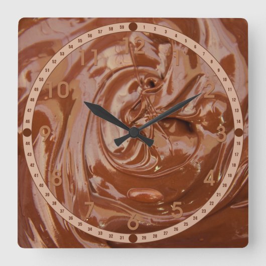 Schokolade Quadratische Wanduhr (Vorderseite)