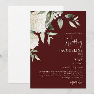 Schokolade, Red White Hydrangeas Hochzeit Einladung