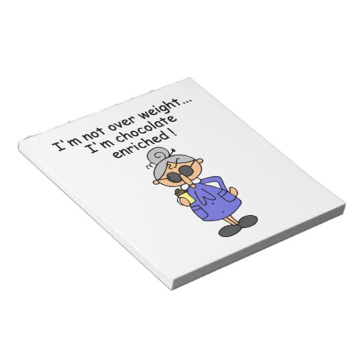 Schokolade reicherte Spaß an Notizblock (angewinkelt)