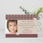 Schokolade Rosa Foto Geburtstag Einladung (Stehend Vorderseite)