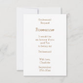 Schokolade Schmetterlinge Design Bridesmaid Anfrag Einladung (Rückseite)