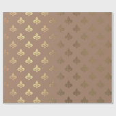 Schokolade Sepia Gold Metallic Fleur-de-lis Geschenkpapier (Flach)