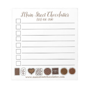 Schokolade-Shop Bon Candies Chocolatier Notizblock