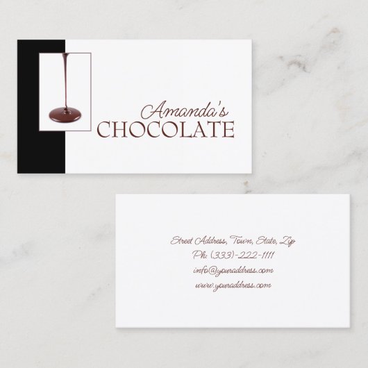 Schokolade Shop Schokolade Schwarz-weiße Süßigkeit Visitenkarte (Vorne/Hinten)