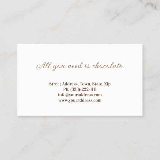 Schokolade Shop Schokolade Schwarz-weiße Süßigkeit Visitenkarte (Rückseite)