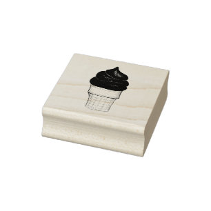 Schokolade Soft Serve Ice Creme Cone Dessert Brief Gummistempel
