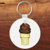 Schokolade Soft Serve Swirve Ice Cream Cone Feinsc Schlüsselanhänger (Vorderseite)