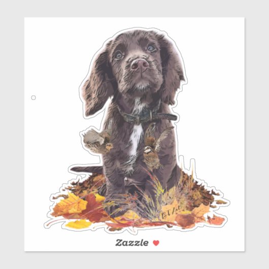 Schokolade-Spaniel-Welpe Aufkleber (Blatt)