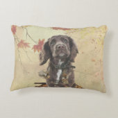 Schokolade-Spaniel-Welpe Dekokissen (Rückseite)