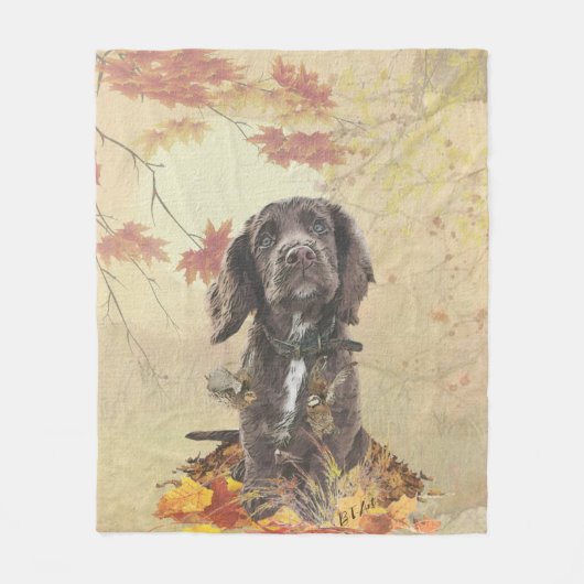 Schokolade-Spaniel-Welpe Fleecedecke (Vorderseite)