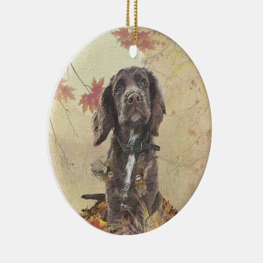 Schokolade-Spaniel-Welpe Keramik Ornament (Rechts)