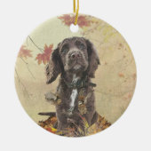 Schokolade-Spaniel-Welpe Keramik Ornament (Vorne)