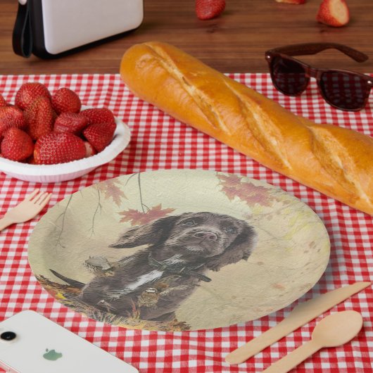 Schokolade-Spaniel-Welpe Pappteller (Picknick)