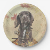 Schokolade-Spaniel-Welpe Pappteller (Vorderseite)
