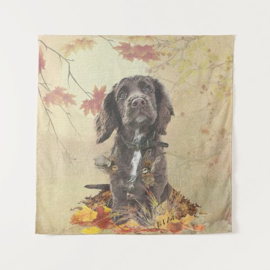 Schokolade-Spaniel-Welpe Wandteppich (Vorderseite)