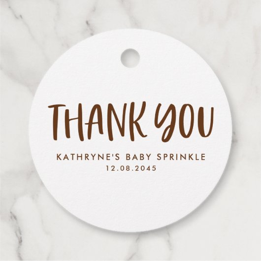 Schokolade Sprinkle Donut Baby Sprinkle Vielen Dan Geschenkanhänger (Rückseite)