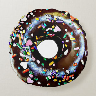 Schokolade Sprinkle Donut Doppelseitiges Rundkisse Rundes Kissen