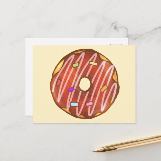 Schokolade Sprinkle Donut Postkarte (Vorderseite/Rückseite Beispiel)