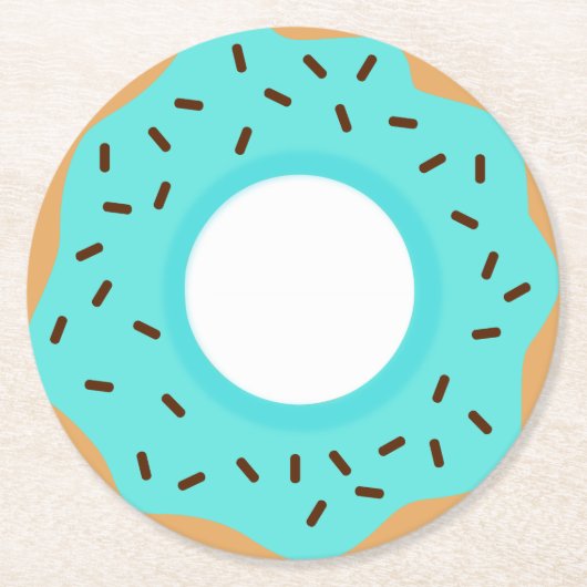 Schokolade Sprinkles Blue Donut Runder Pappuntersetzer (Vorderseite)
