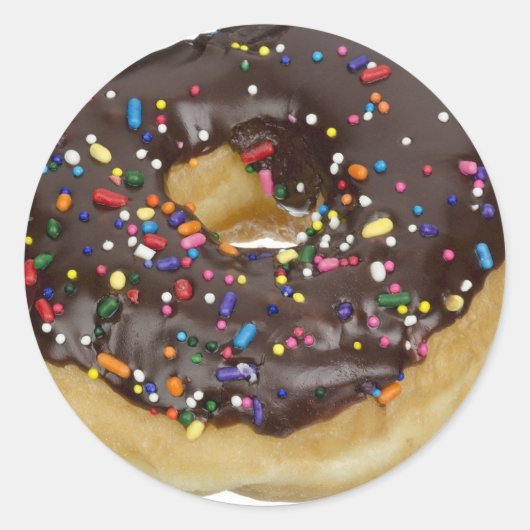 Schokolade Sprinkles Donut Feinschmecker Dessert S Runder Aufkleber (Vorderseite)
