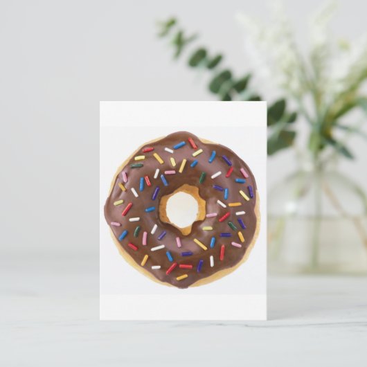 Schokolade Sprinkles Doughnut Postkarte (Stehend Vorderseite)