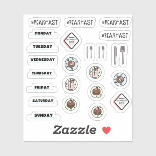 Schokolade Strawberry Breakfast Planner Stickers Aufkleber (Blatt)