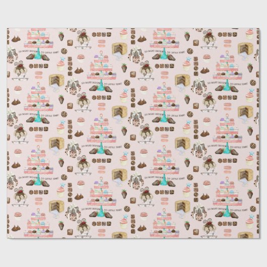 Schokolade Süßigkeiten Leckereien Cupcakes/Kuchen Geschenkpapier (Flach)