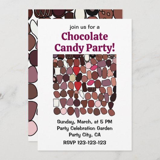 Schokolade Süßwaren Süßwaren Feiern Party Einladung (Vorne/Hinten)