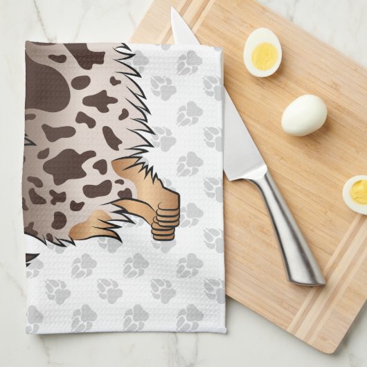 Schokolade & Tan Daple Long Hair Dackel & Paws Geschirrtuch (Viertel Falte)