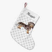 Schokolade & Tan Dapple Kurz Haare Dackel & Name Kleiner Weihnachtsstrumpf (Vorderansicht (hängend))