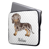 Schokolade & Tan Dapple Kurz Haare Dackel & Name Laptopschutzhülle (Vorderseite Links)