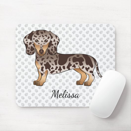 Schokolade & Tan Dapple Kurz Haare Dackel & Name Mousepad (Mit Mouse)