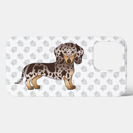 Schokolade & Tan Dapple Kurz Haare Dackel & Paws Case-Mate iPhone Hülle (Rückseite (Horizontal))