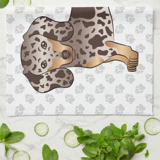 Schokolade & Tan Dapple Kurz Haare Dackel & Paws Geschirrtuch (Gefaltet)