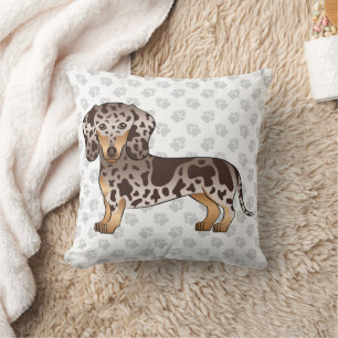 Schokolade & Tan Dapple Kurz Haare Dackel & Paws Kissen