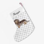 Schokolade & Tan Dapple Long Hair Dackel & Name Kleiner Weihnachtsstrumpf (Rückseite (Hängend))