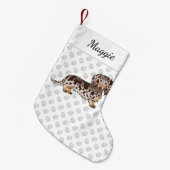 Schokolade & Tan Dapple Long Hair Dackel & Name Kleiner Weihnachtsstrumpf (Vorderansicht (hängend))