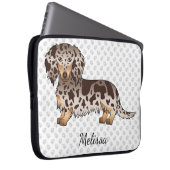 Schokolade & Tan Dapple Long Hair Dackel & Name Laptopschutzhülle (Vorne Rechts)