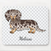 Schokolade & Tan Dapple Long Hair Dackel & Name Mousepad (Vorne)
